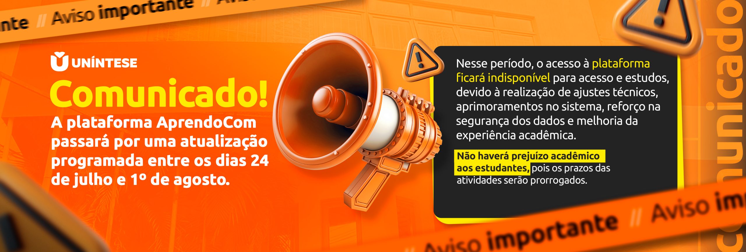 Aviso de atualização de plataforma.