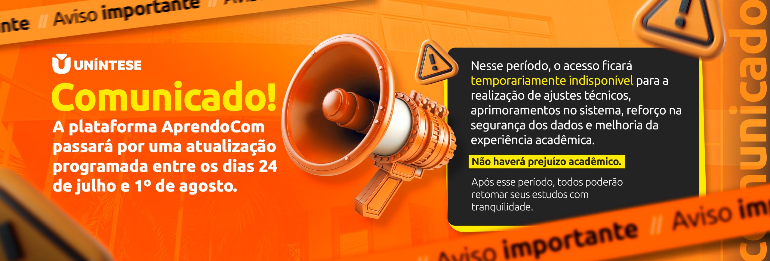Aviso de atualização de plataforma.